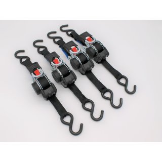 4 pieces automatic lashing strap with S-hook 1.8 m x 25 mm