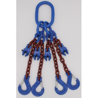Lifting chain grade 10 4-strand 3.0 m 8 mm with shortening red brown