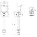 Lifting Swivel with Shackle GK10, Long, 1000 kg, M12x114